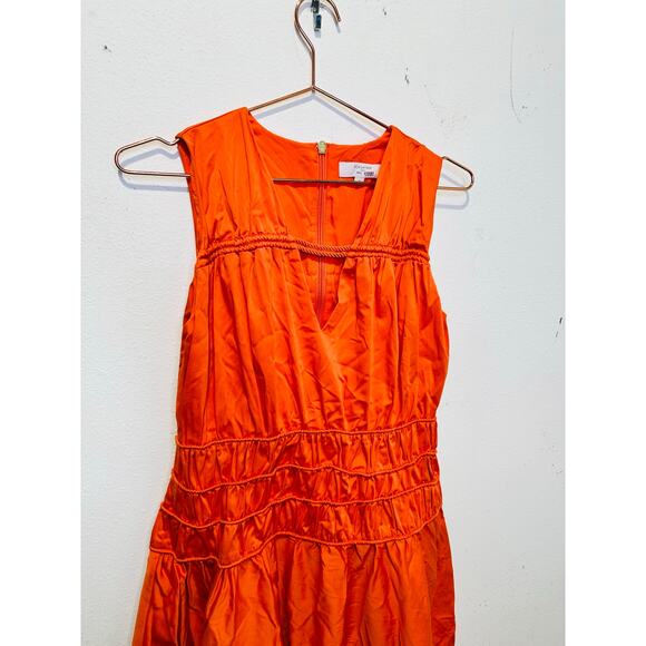 ROKSANDA x RTR Women's Orange Smocked Waist V-Neck Sleeveless Maxi Dress Size 4 - Picture 6 of 16